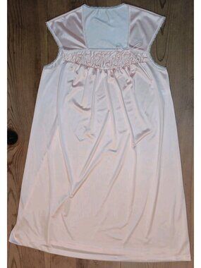 Vintage JC Penney Nylon III Antron Nightgown Womens S Pink Lace USA Knee Length
